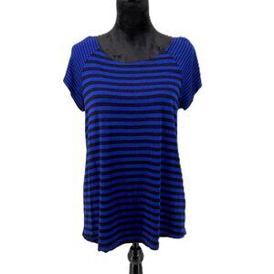 Cable & Gauge Striped Black and Blue Shirt Size L